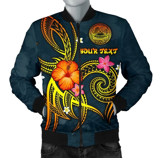 American Samoa Polynesian Personalised Bomber Jacket - Legend of American Samoa (Blue)