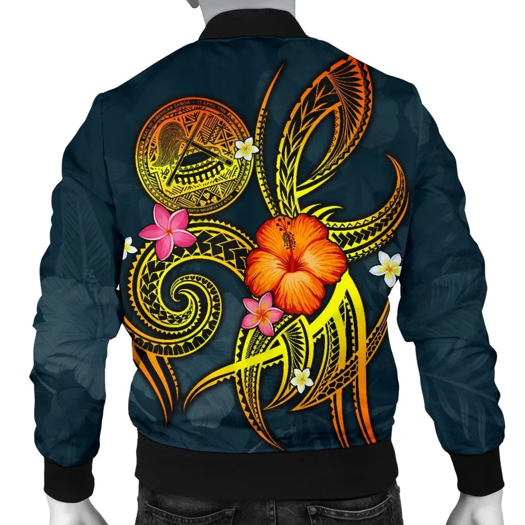 American Samoa Polynesian Personalised Bomber Jacket - Legend of American Samoa (Blue)