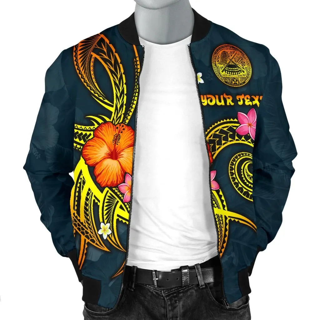 American Samoa Polynesian Personalised Bomber Jacket - Legend of American Samoa (Blue)