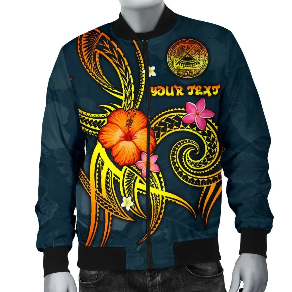 American Samoa Polynesian Personalised Bomber Jacket - Legend of American Samoa (Blue)
