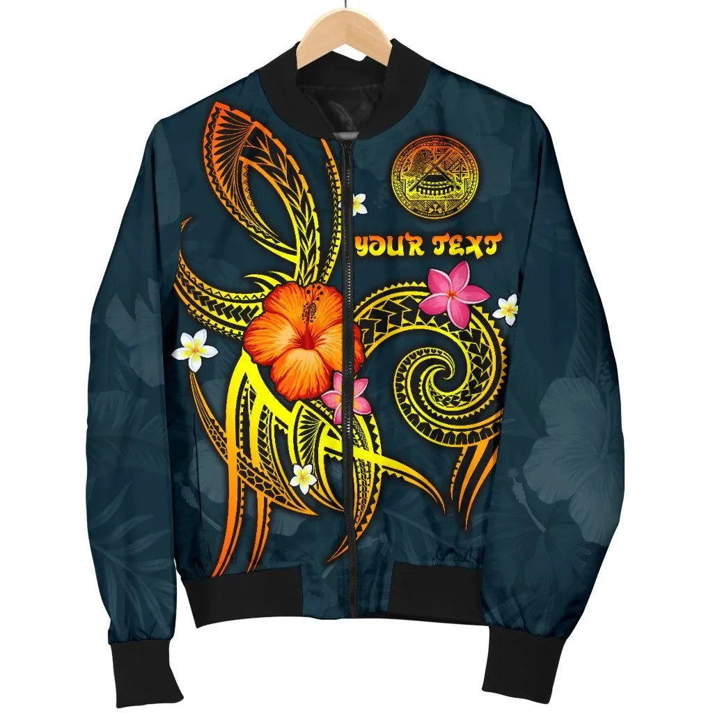 American Samoa Polynesian Personalised Bomber Jacket - Legend of American Samoa (Blue)