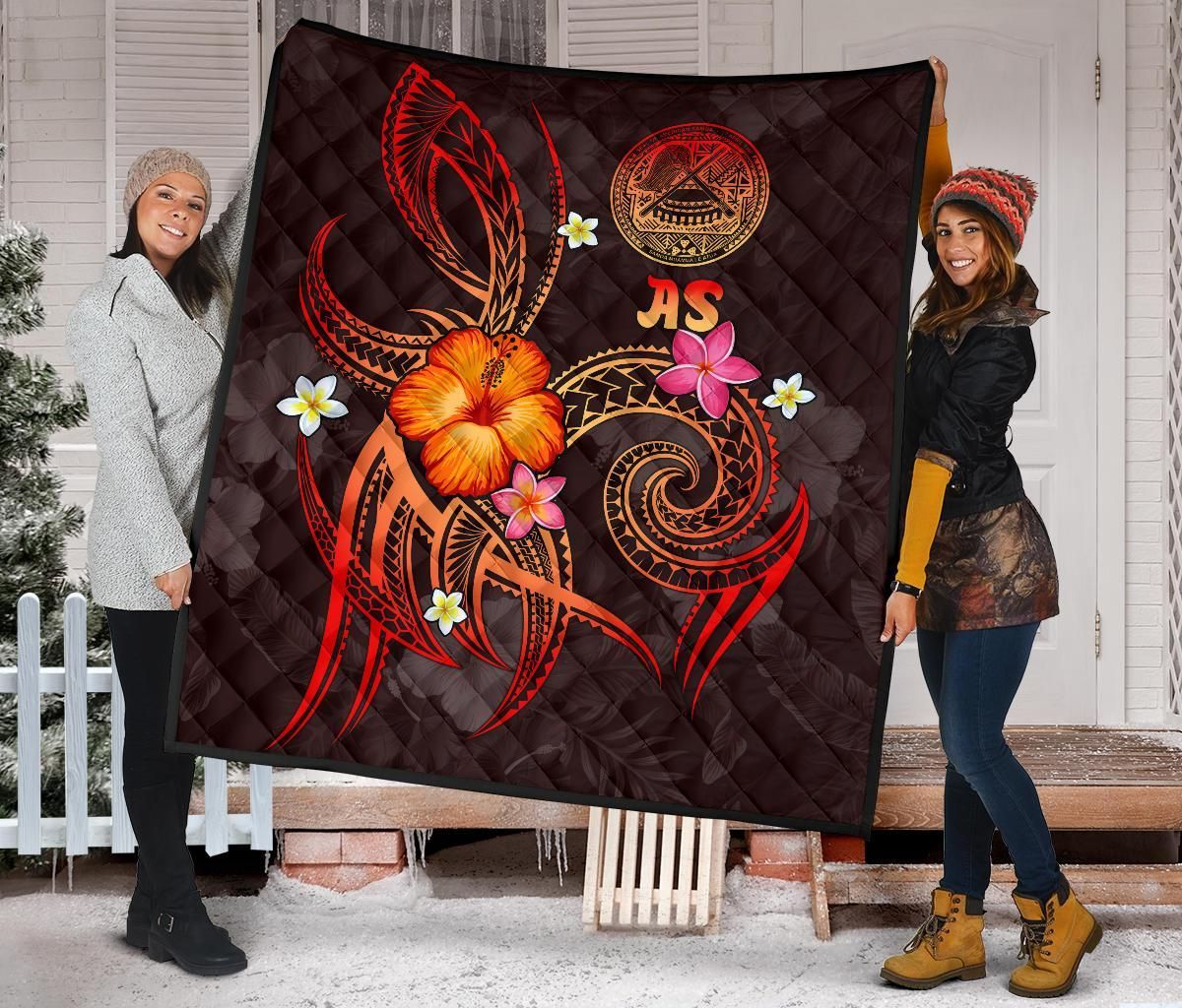 American Samoa Polynesian Premium Quilt - Legend of American Samoa (Red)