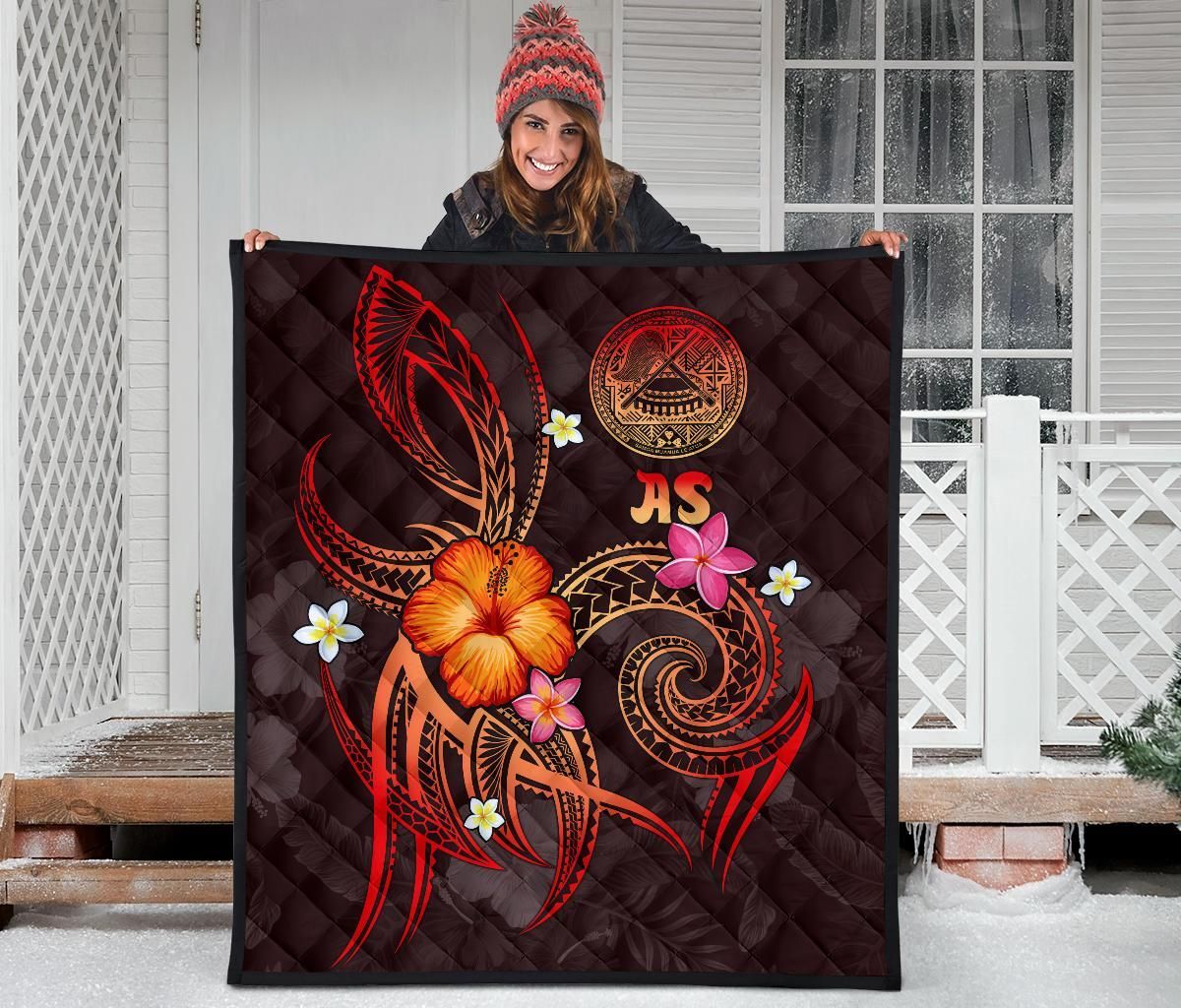 American Samoa Polynesian Premium Quilt - Legend of American Samoa (Red)
