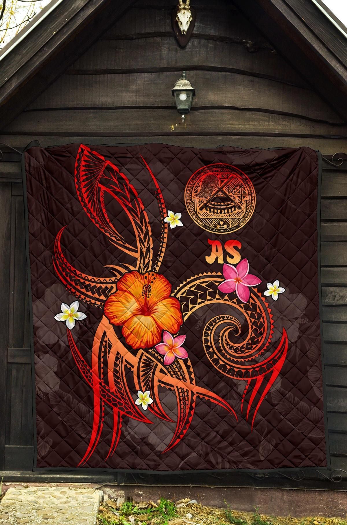 American Samoa Polynesian Premium Quilt - Legend of American Samoa (Red)