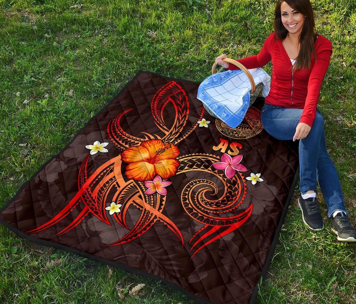 American Samoa Polynesian Premium Quilt - Legend of American Samoa (Red)