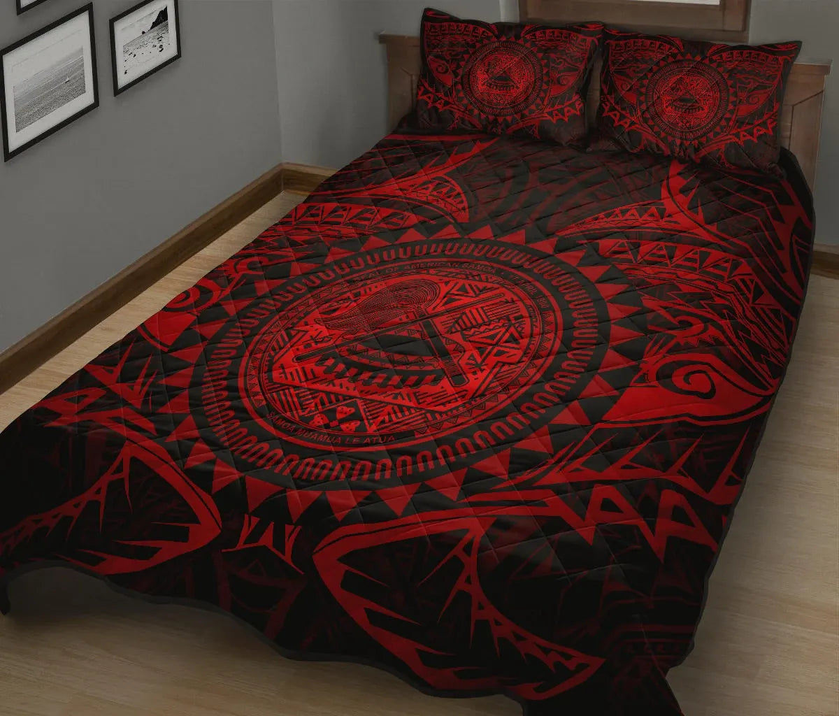 American Samoa Polynesian Quilt Bed Set - Red Seal
