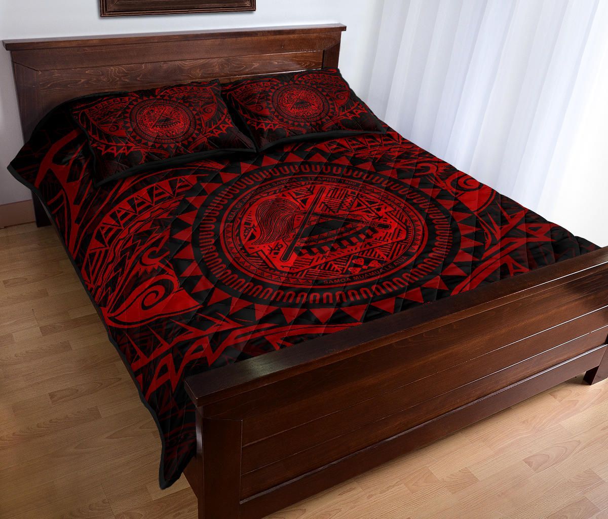 American Samoa Polynesian Quilt Bed Set - Red Seal