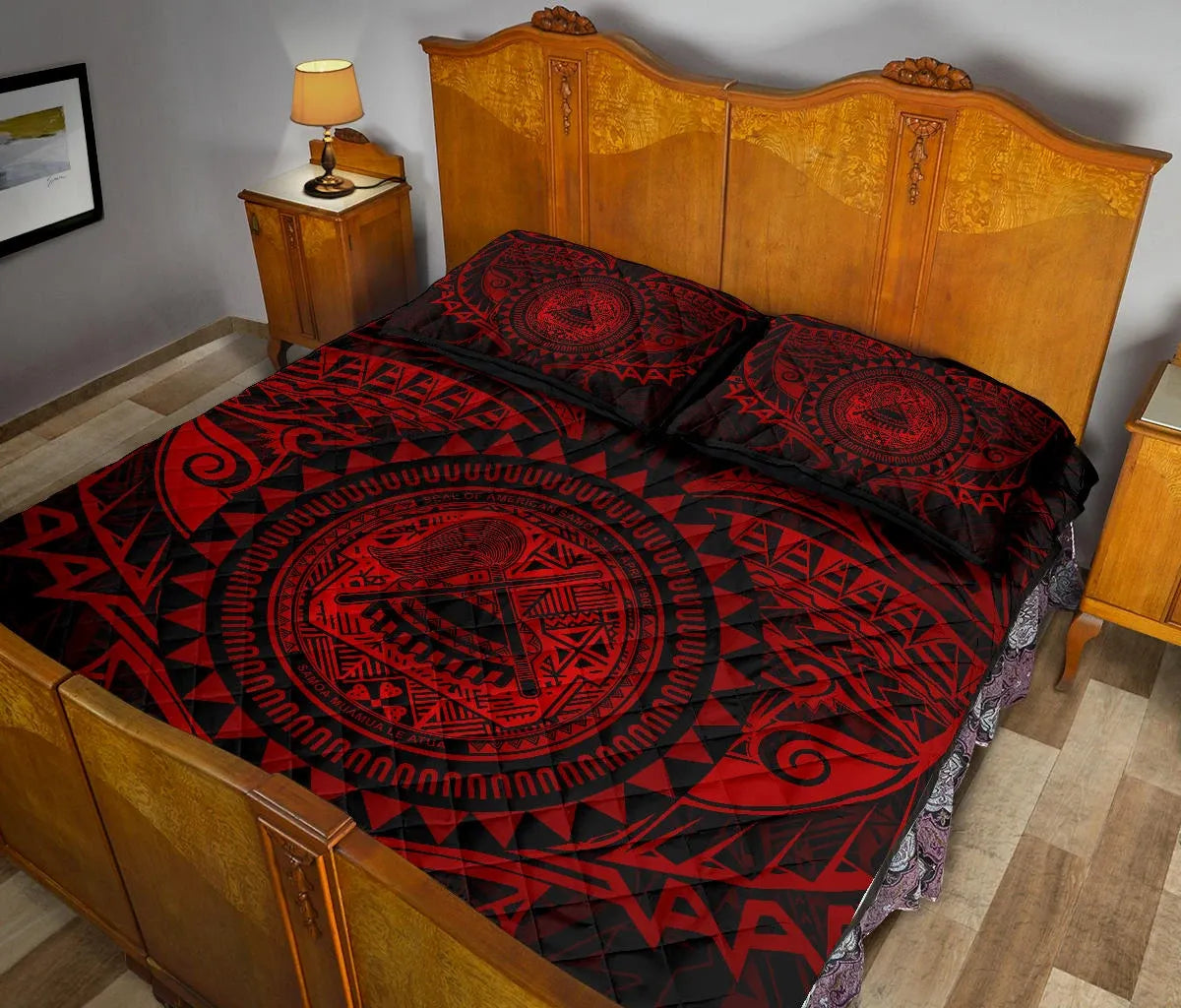 American Samoa Polynesian Quilt Bed Set - Red Seal