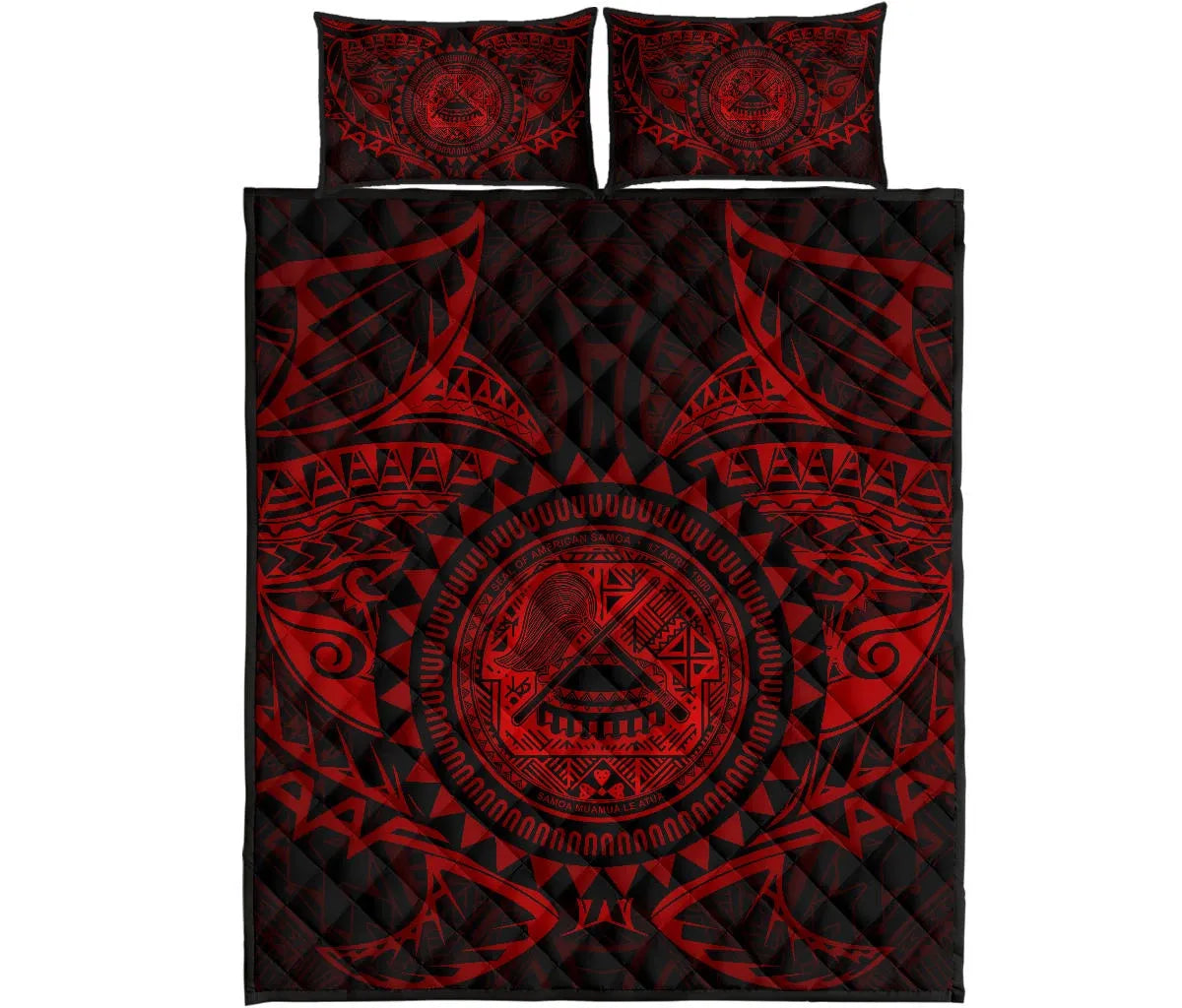 American Samoa Polynesian Quilt Bed Set - Red Seal