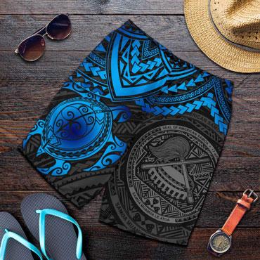 American Samoa Polynesian Shorts (Men) - Blue Turtle
