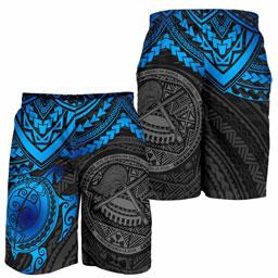 American Samoa Polynesian Shorts (Men) - Blue Turtle