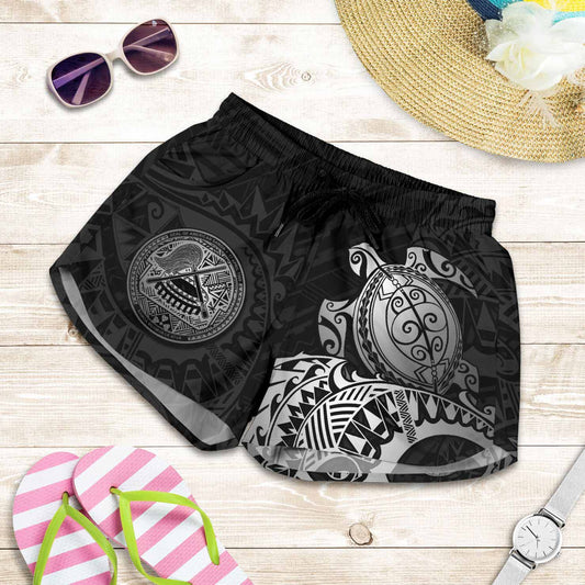 American Samoa Polynesian Shorts (Women) - Polynesian Turtle (Silver)