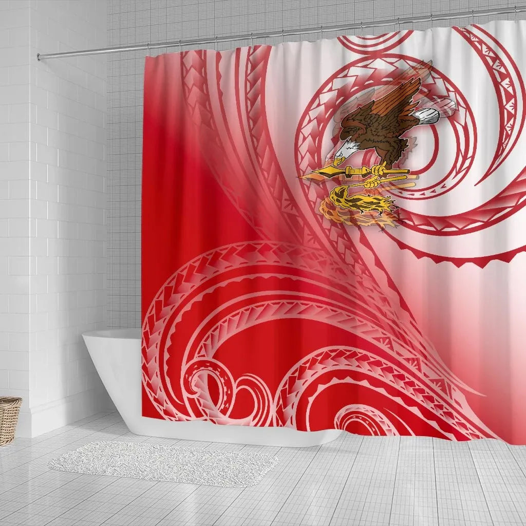 American Samoa Polynesian Shower Curtain - Bald Eagle (Red)