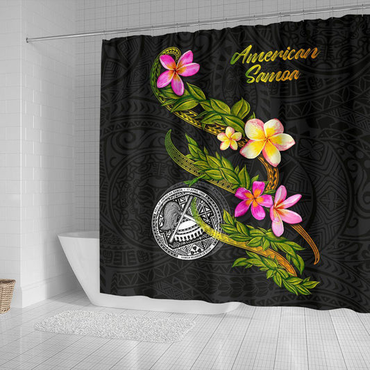 American Samoa Polynesian Shower Curtain - Plumeria Tribal
