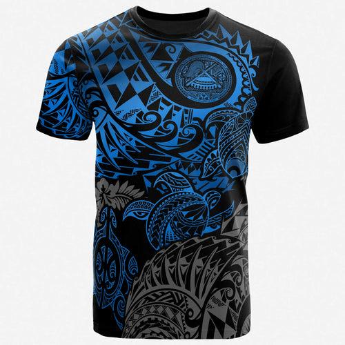 American Samoa T-Shirt - American Samoa Seal Polynesian Blue Turtle Tattoo