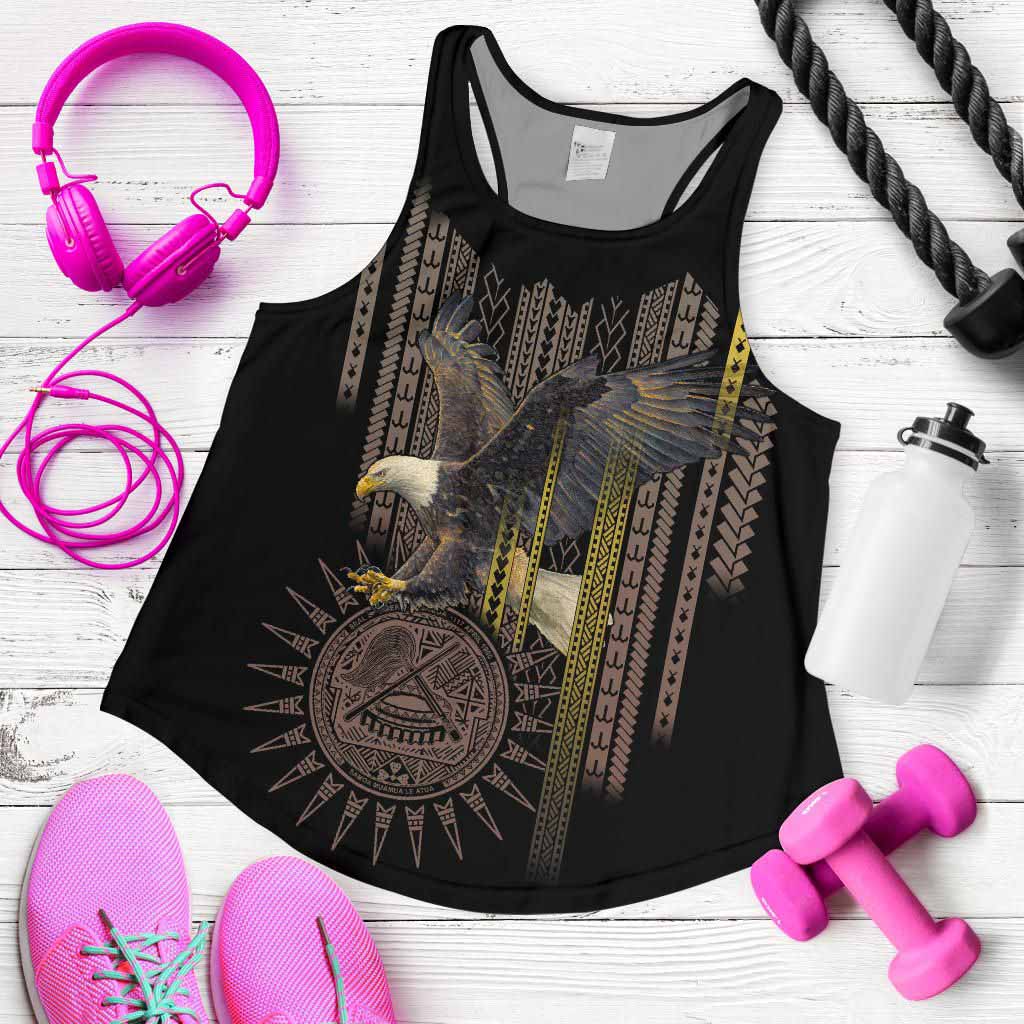 American Samoa Polynesian Women Racerback Tank - Eagle Coat Of Arms