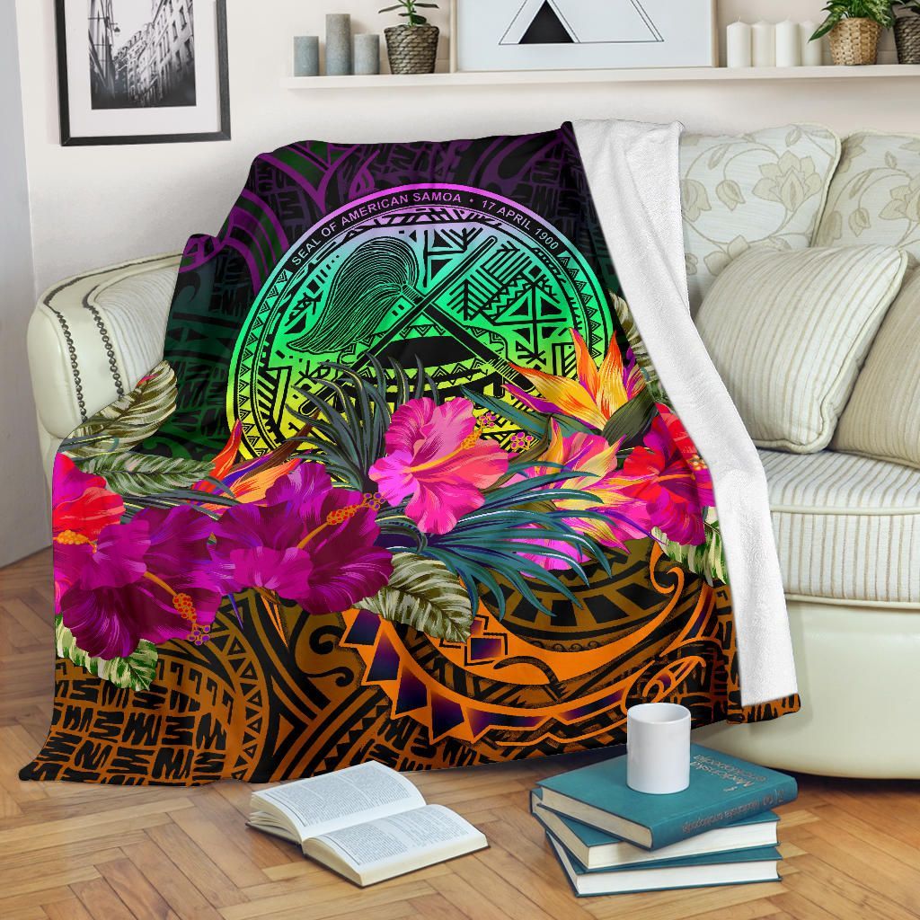 American Samoa Premium Blanket - Summer Hibiscus