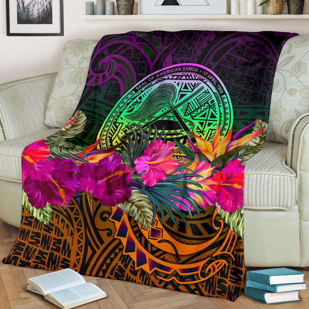 American Samoa Premium Blanket - Summer Hibiscus