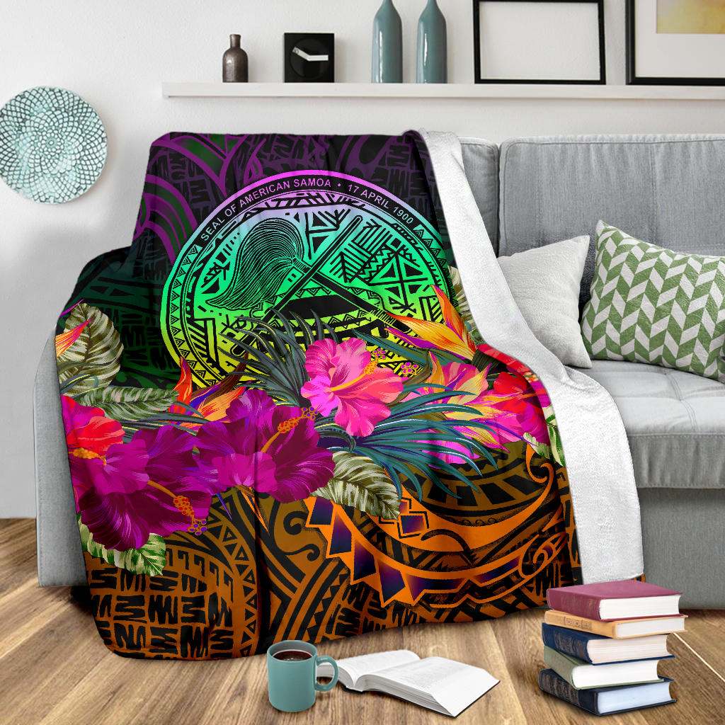 American Samoa Premium Blanket - Summer Hibiscus