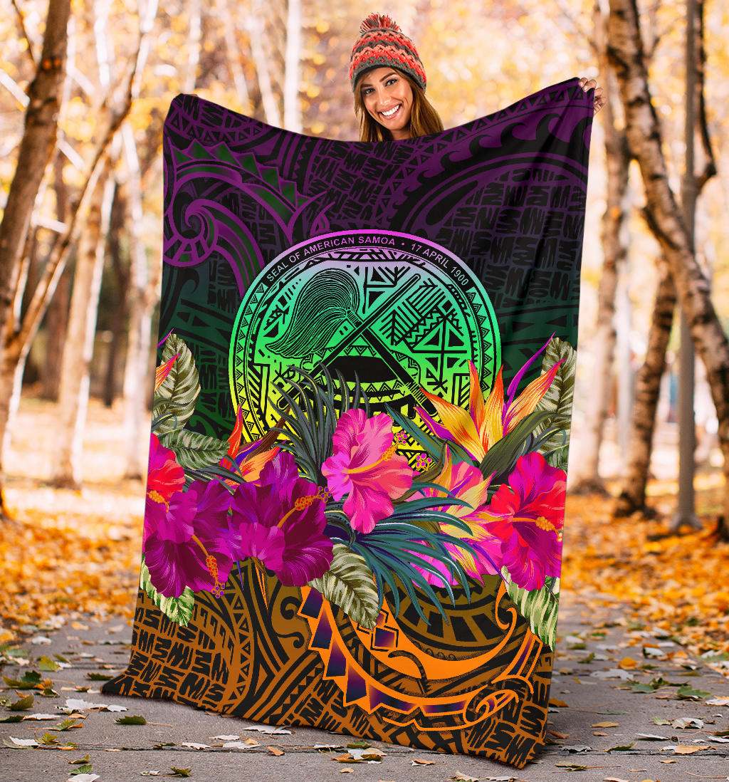 American Samoa Premium Blanket - Summer Hibiscus