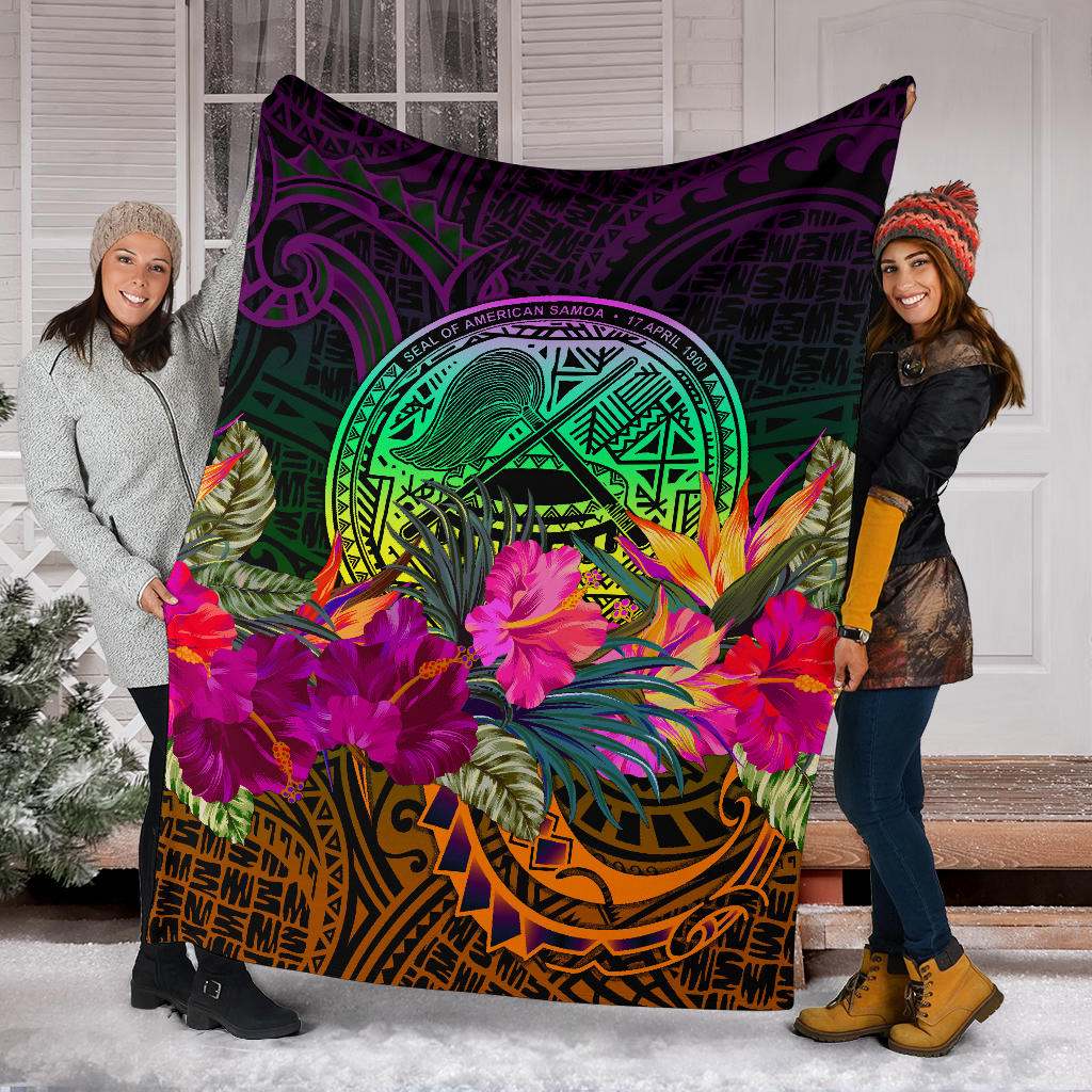 American Samoa Premium Blanket - Summer Hibiscus