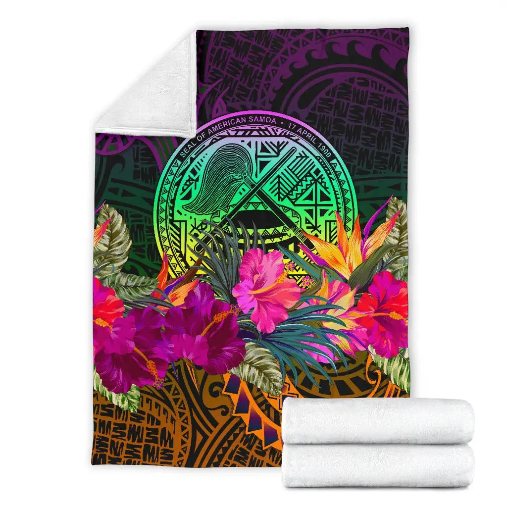American Samoa Premium Blanket - Summer Hibiscus