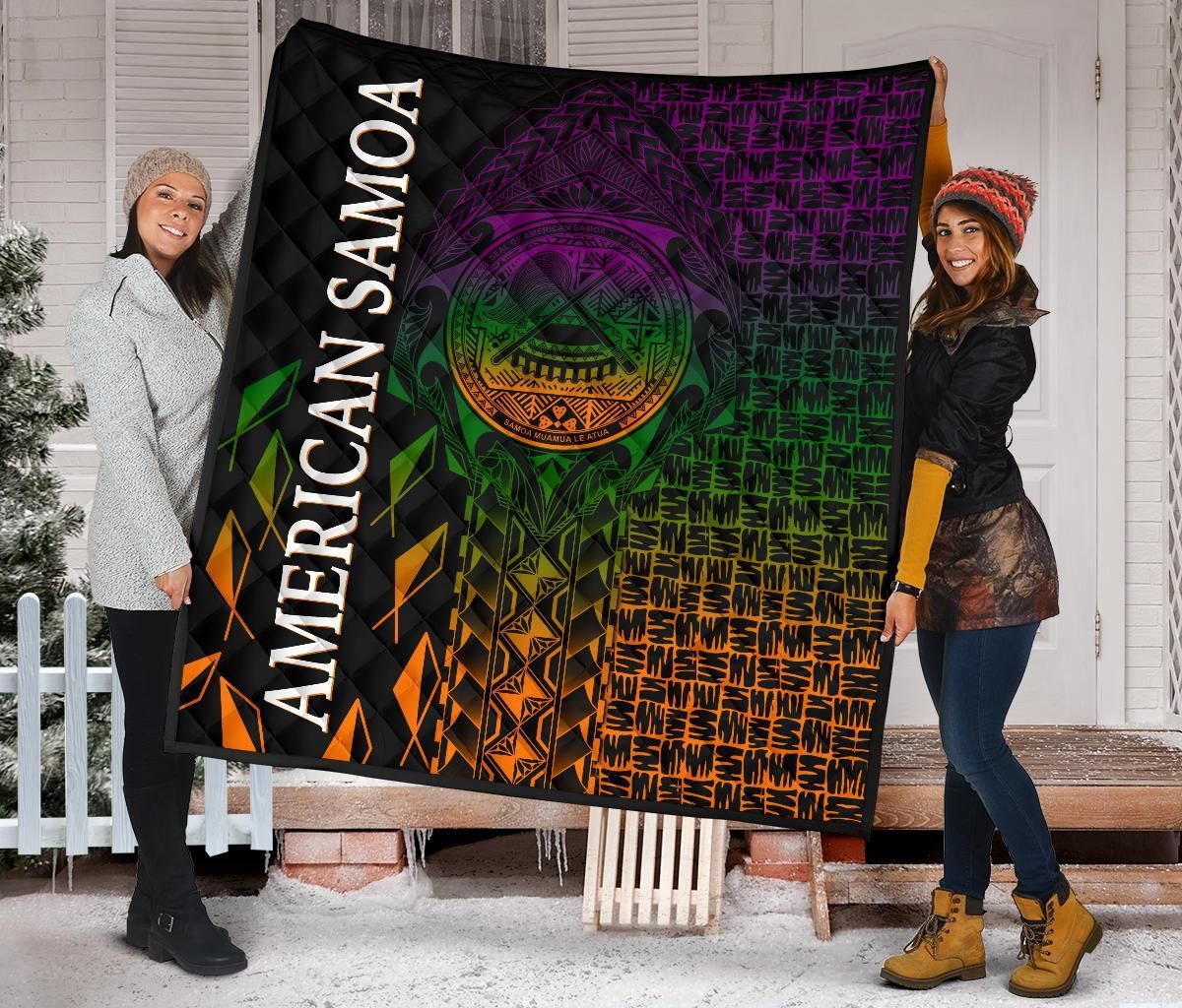 American Samoa Premium Quilt - AS Seal Rocket Style