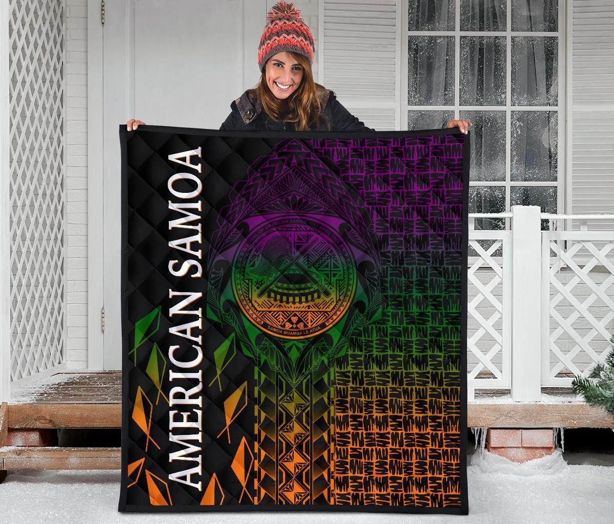 American Samoa Premium Quilt - AS Seal Rocket Style