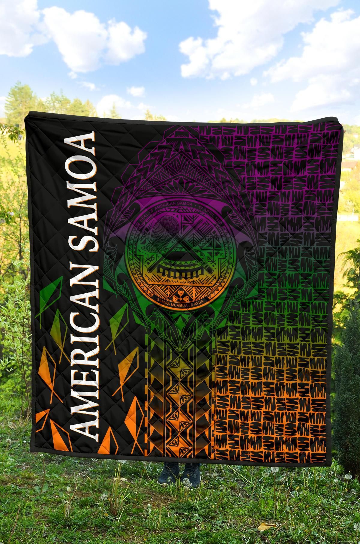 American Samoa Premium Quilt - AS Seal Rocket Style