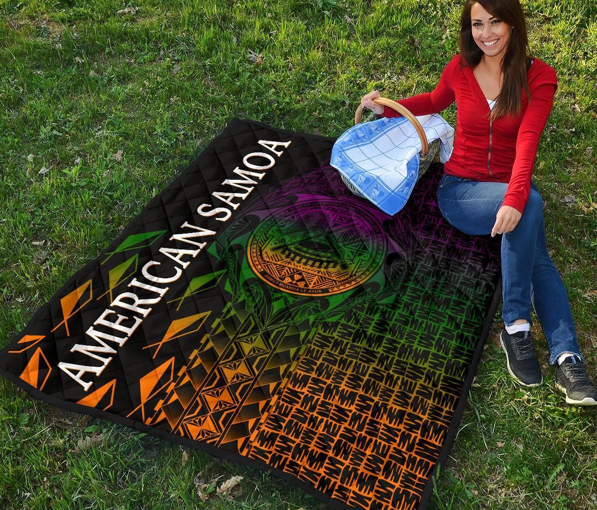 American Samoa Premium Quilt - AS Seal Rocket Style