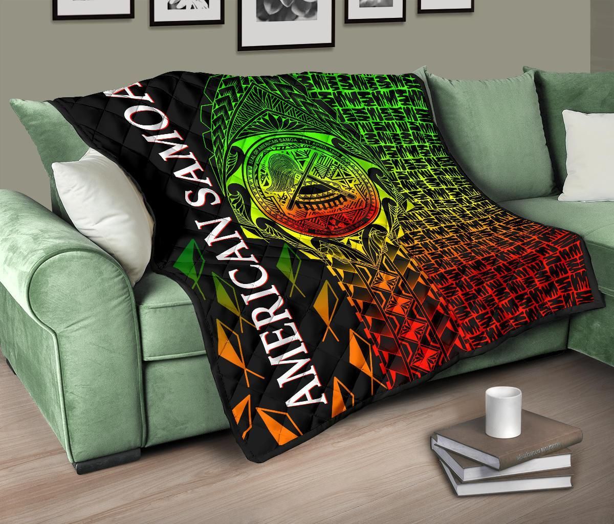 American Samoa Premium Quilt - AS Seal Rocket Style (Reggae)