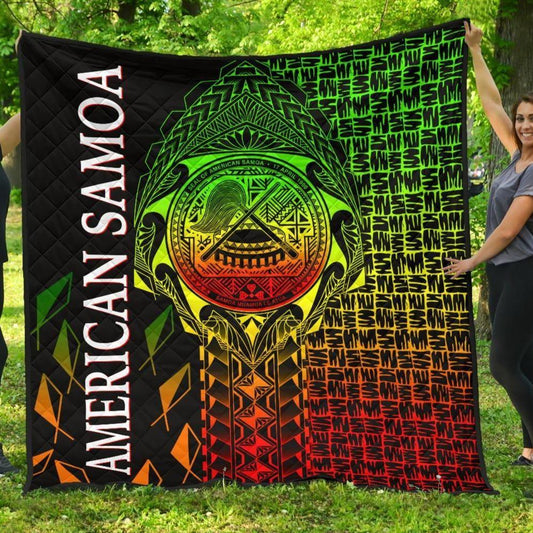 American Samoa Premium Quilt - AS Seal Rocket Style (Reggae)