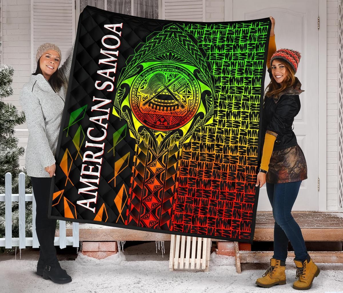 American Samoa Premium Quilt - AS Seal Rocket Style (Reggae)