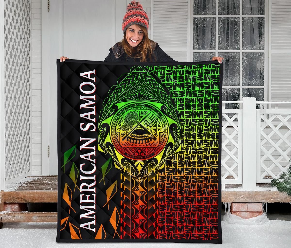 American Samoa Premium Quilt - AS Seal Rocket Style (Reggae)