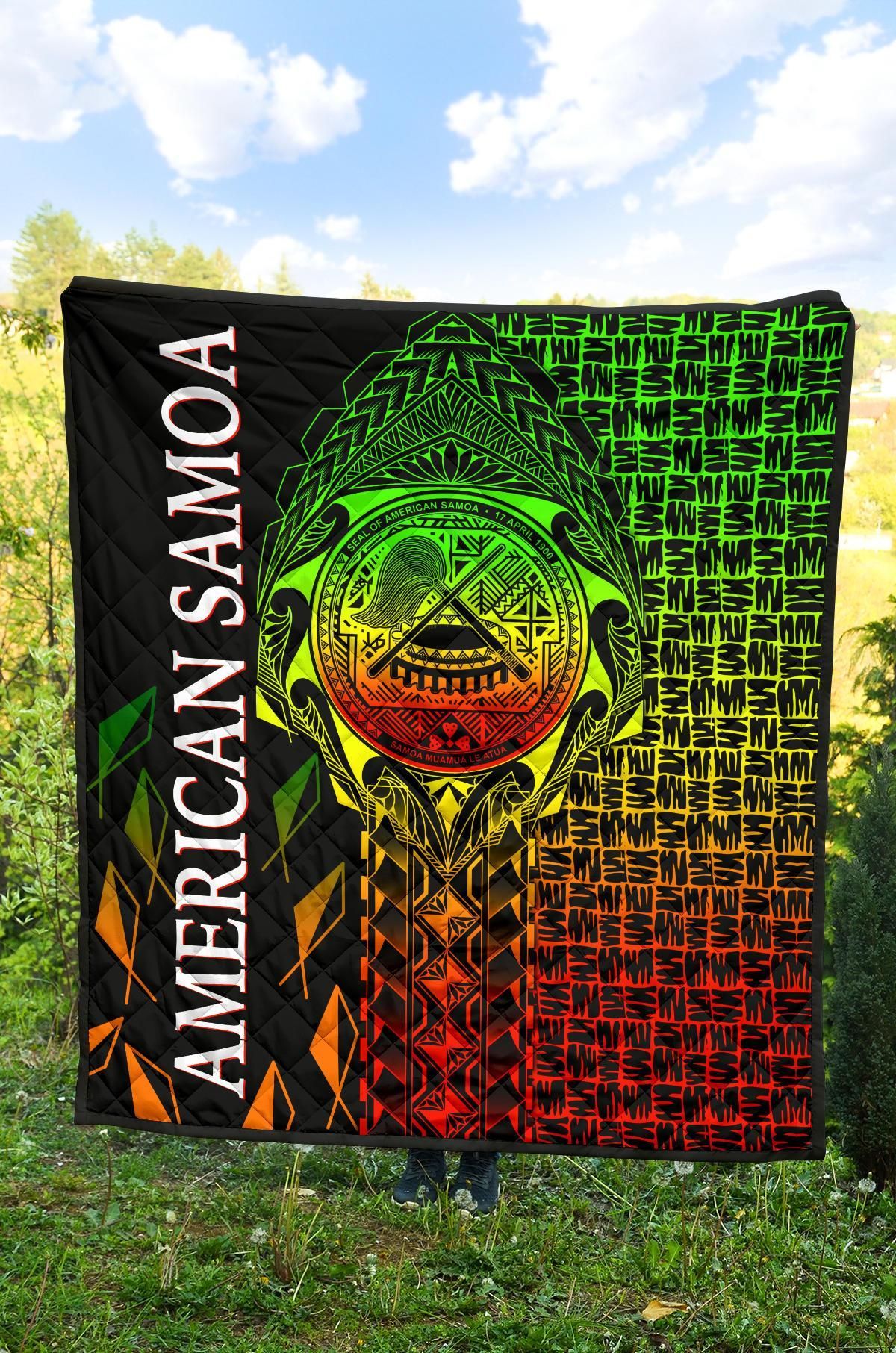 American Samoa Premium Quilt - AS Seal Rocket Style (Reggae)