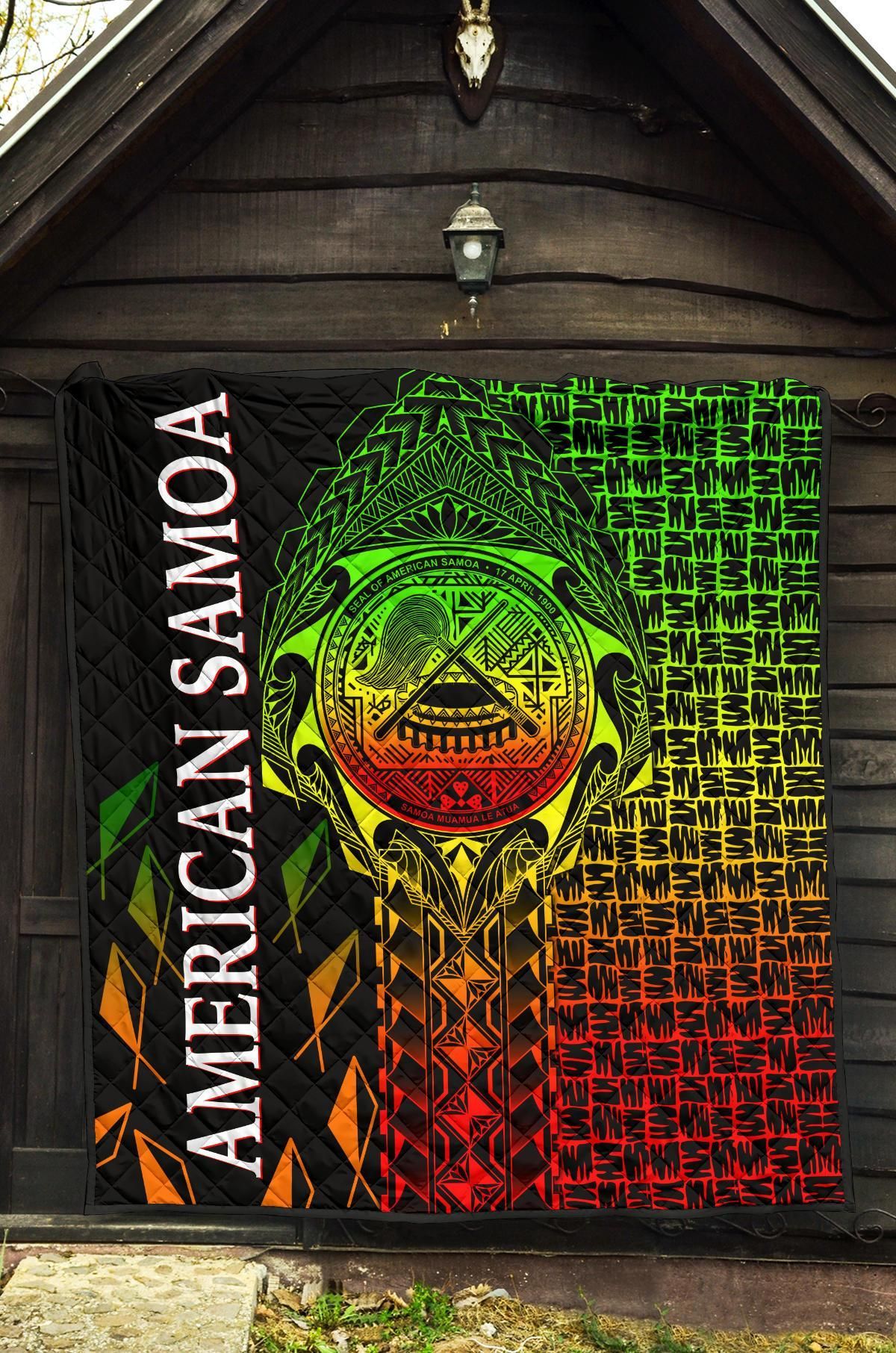American Samoa Premium Quilt - AS Seal Rocket Style (Reggae)