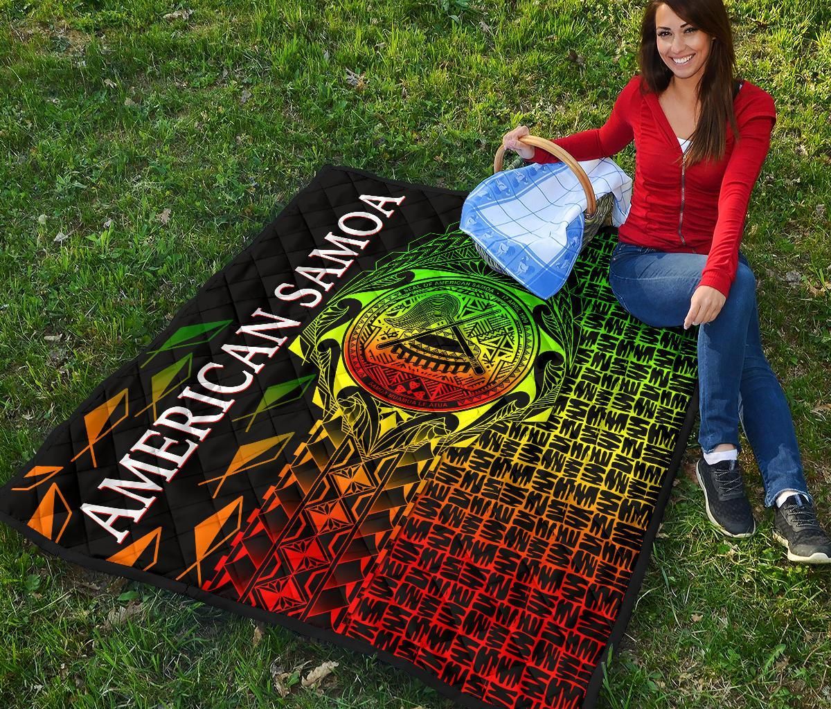 American Samoa Premium Quilt - AS Seal Rocket Style (Reggae)