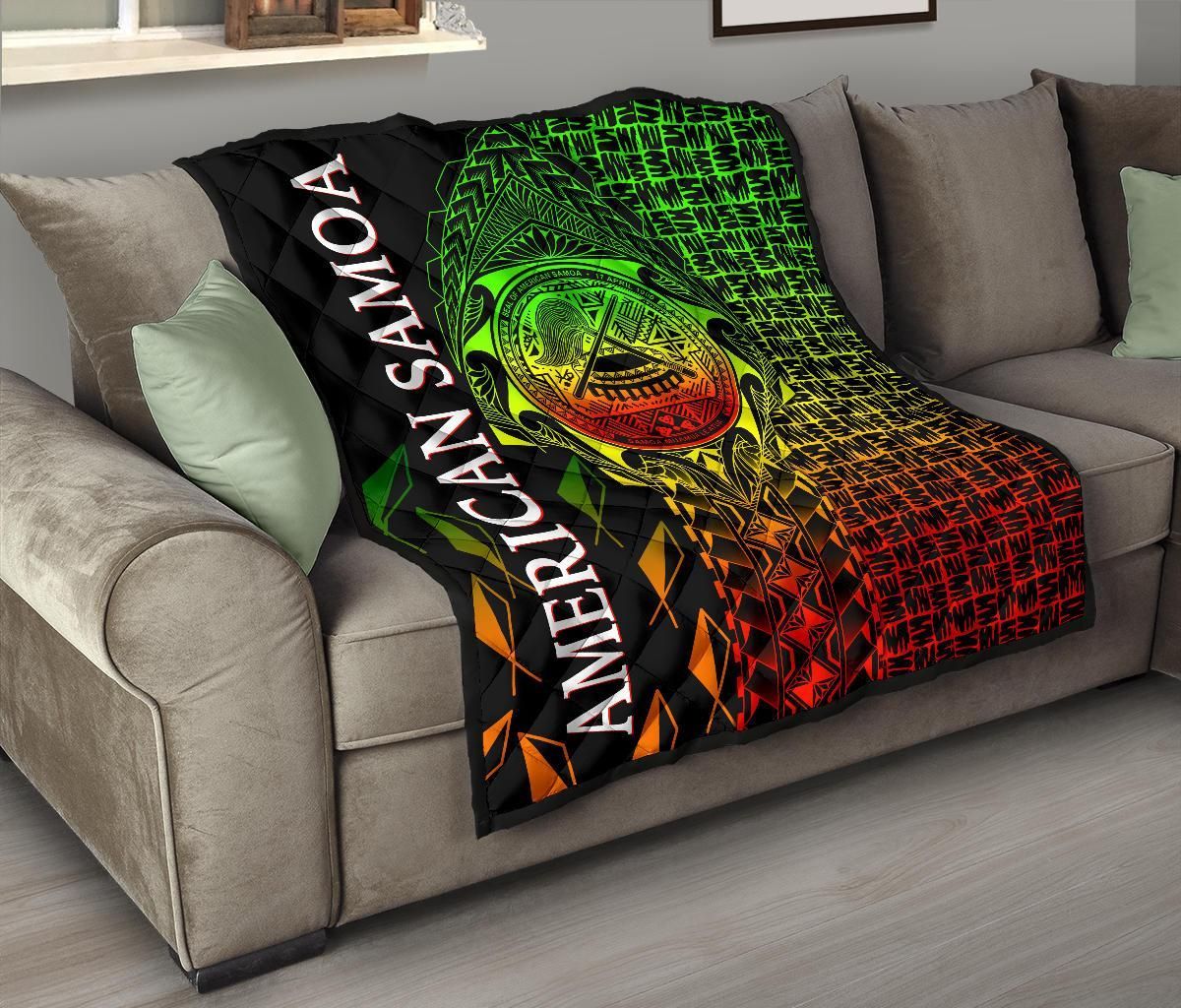 American Samoa Premium Quilt - AS Seal Rocket Style (Reggae)
