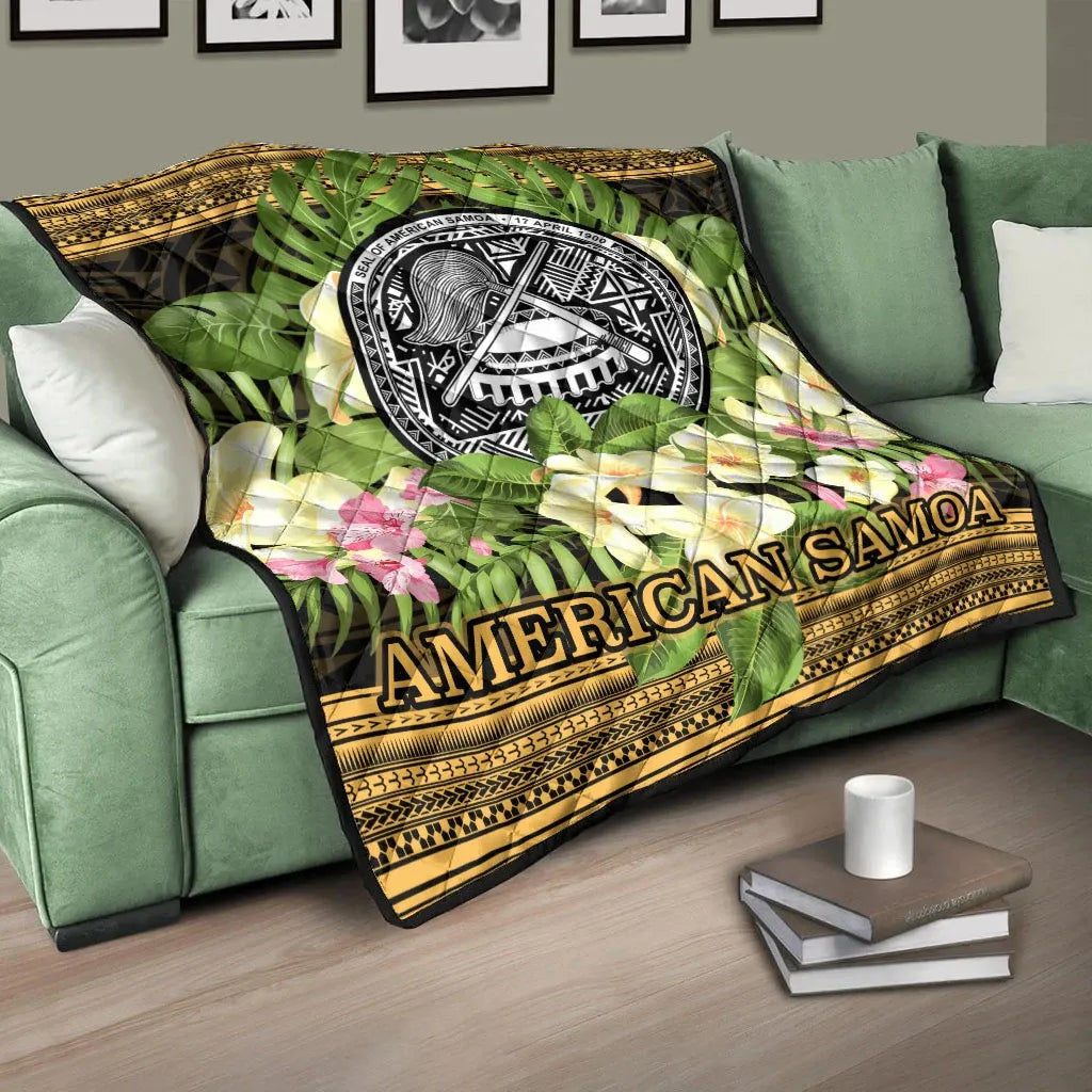 American Samoa Premium Quilt - Polynesian Gold Patterns Collection