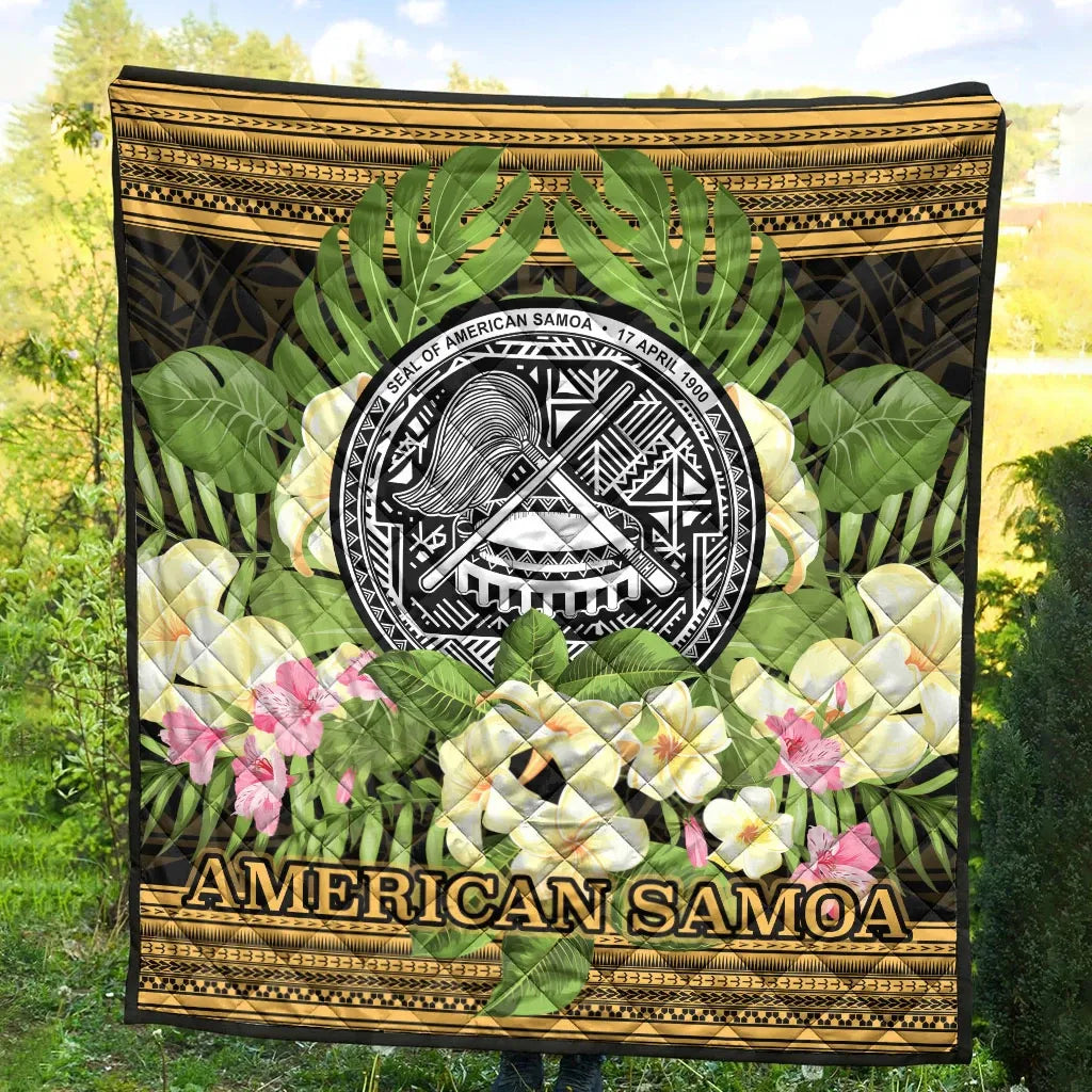 American Samoa Premium Quilt - Polynesian Gold Patterns Collection