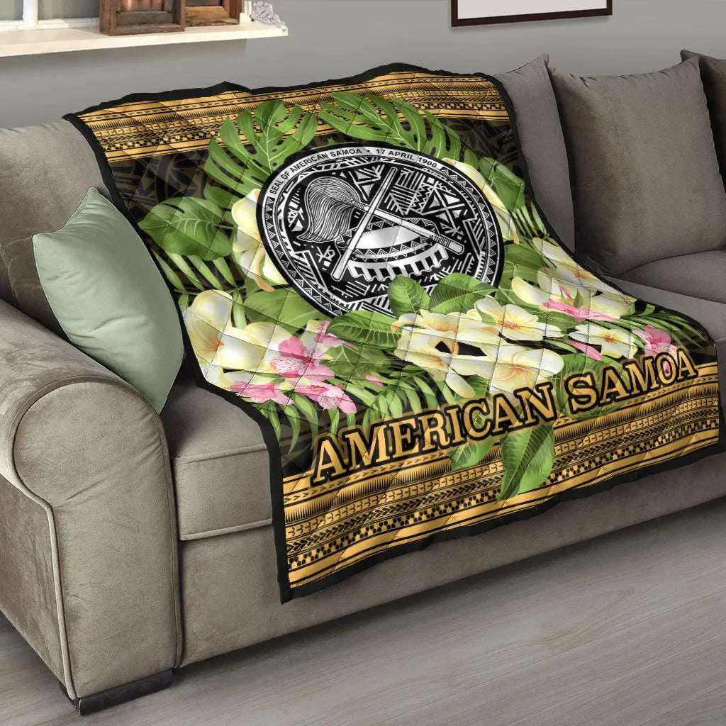 American Samoa Premium Quilt - Polynesian Gold Patterns Collection