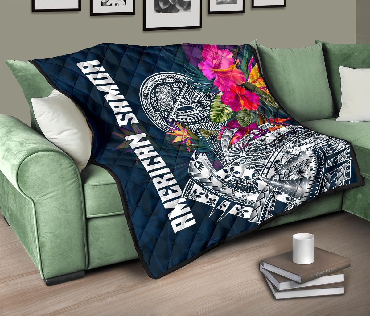 American Samoa Premium Quilt - Polynesian Hibiscus with Summer Vibes