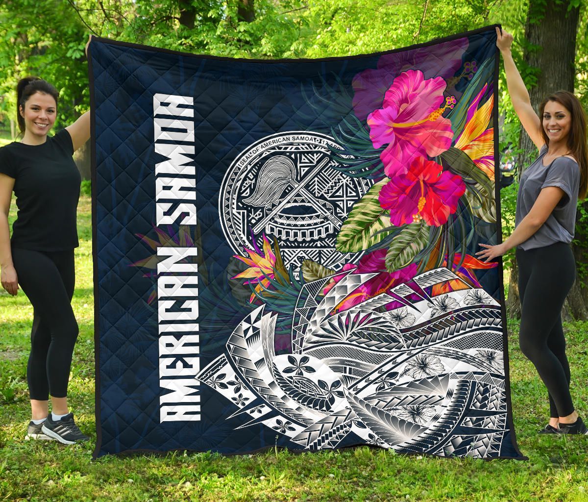 American Samoa Premium Quilt - Polynesian Hibiscus with Summer Vibes
