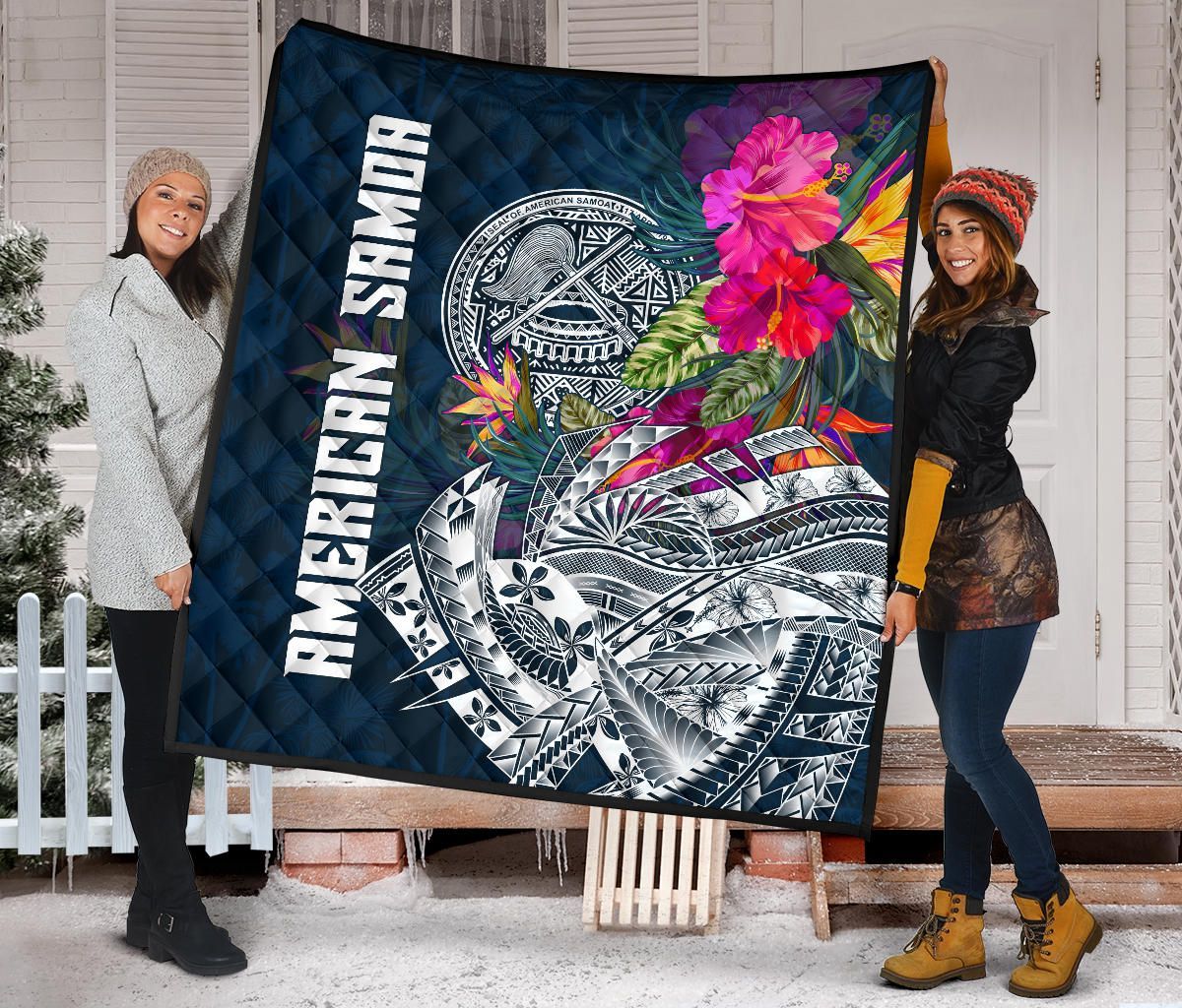 American Samoa Premium Quilt - Polynesian Hibiscus with Summer Vibes