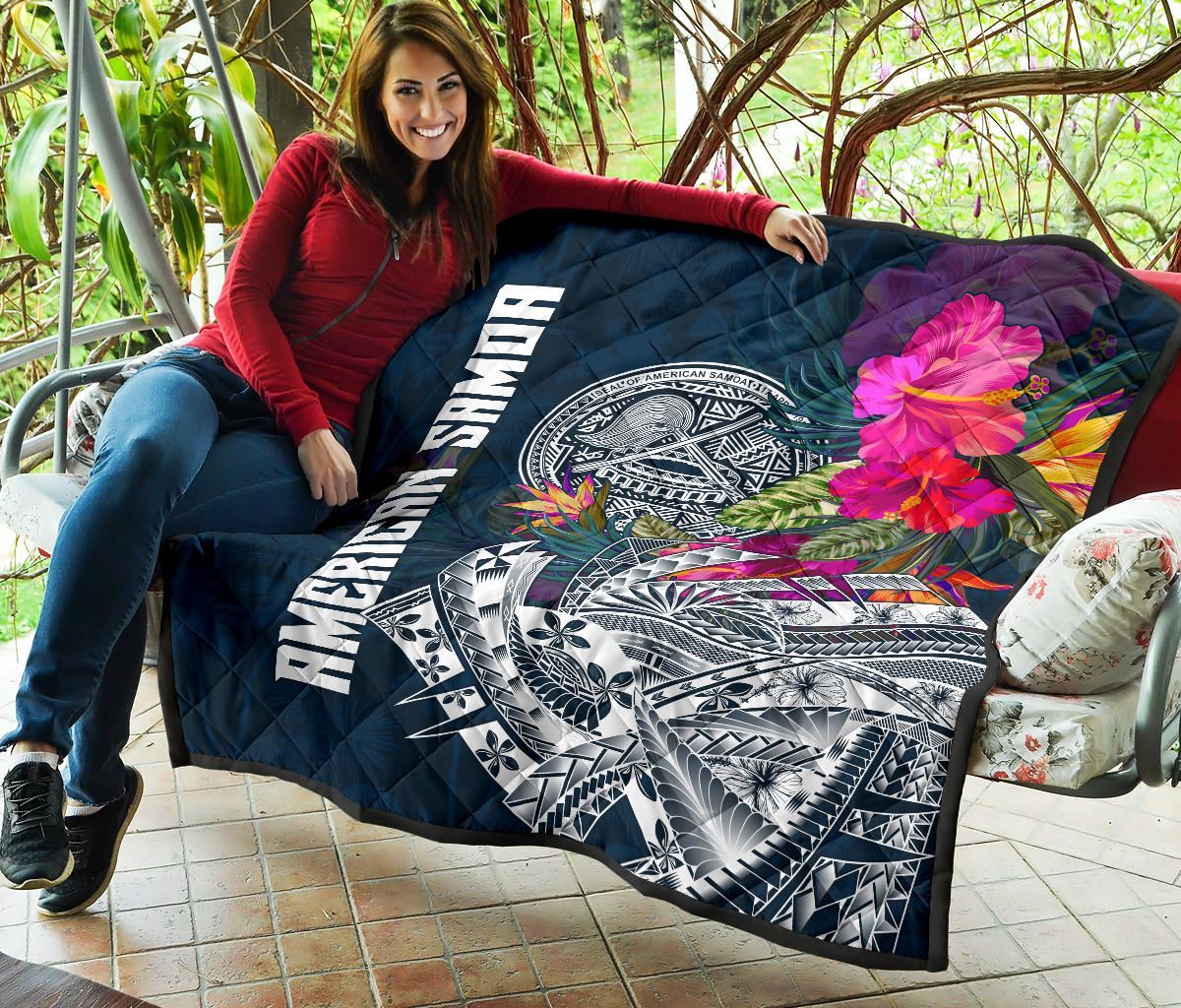 American Samoa Premium Quilt - Polynesian Hibiscus with Summer Vibes