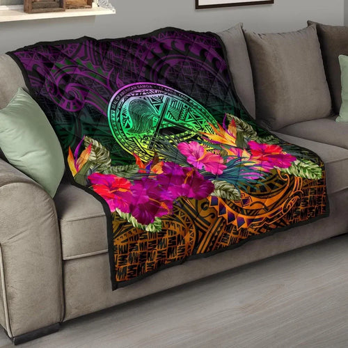 American Samoa Premium Quilt - Summer Hibiscus