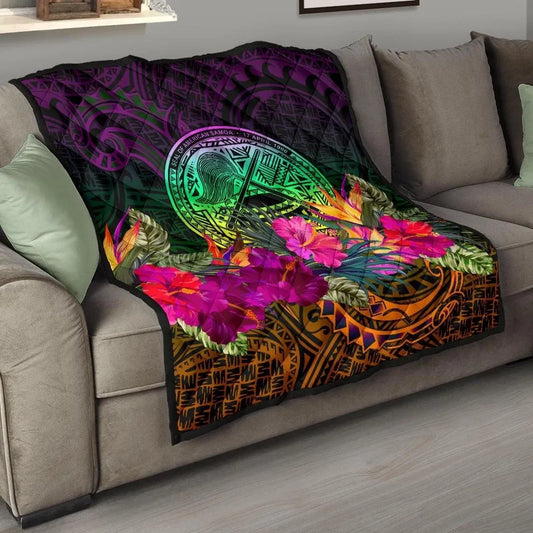 American Samoa Premium Quilt - Summer Hibiscus