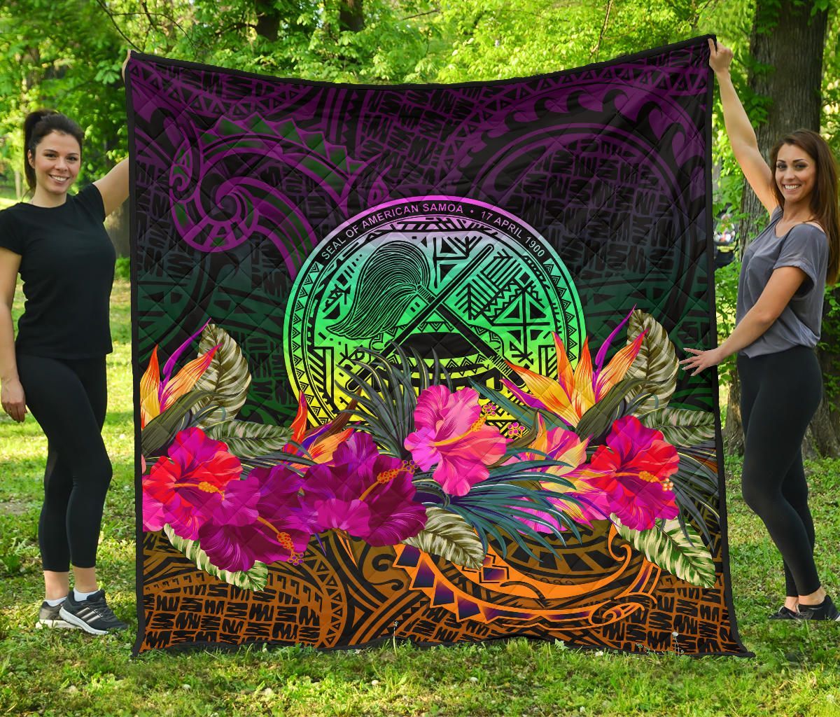 American Samoa Premium Quilt - Summer Hibiscus