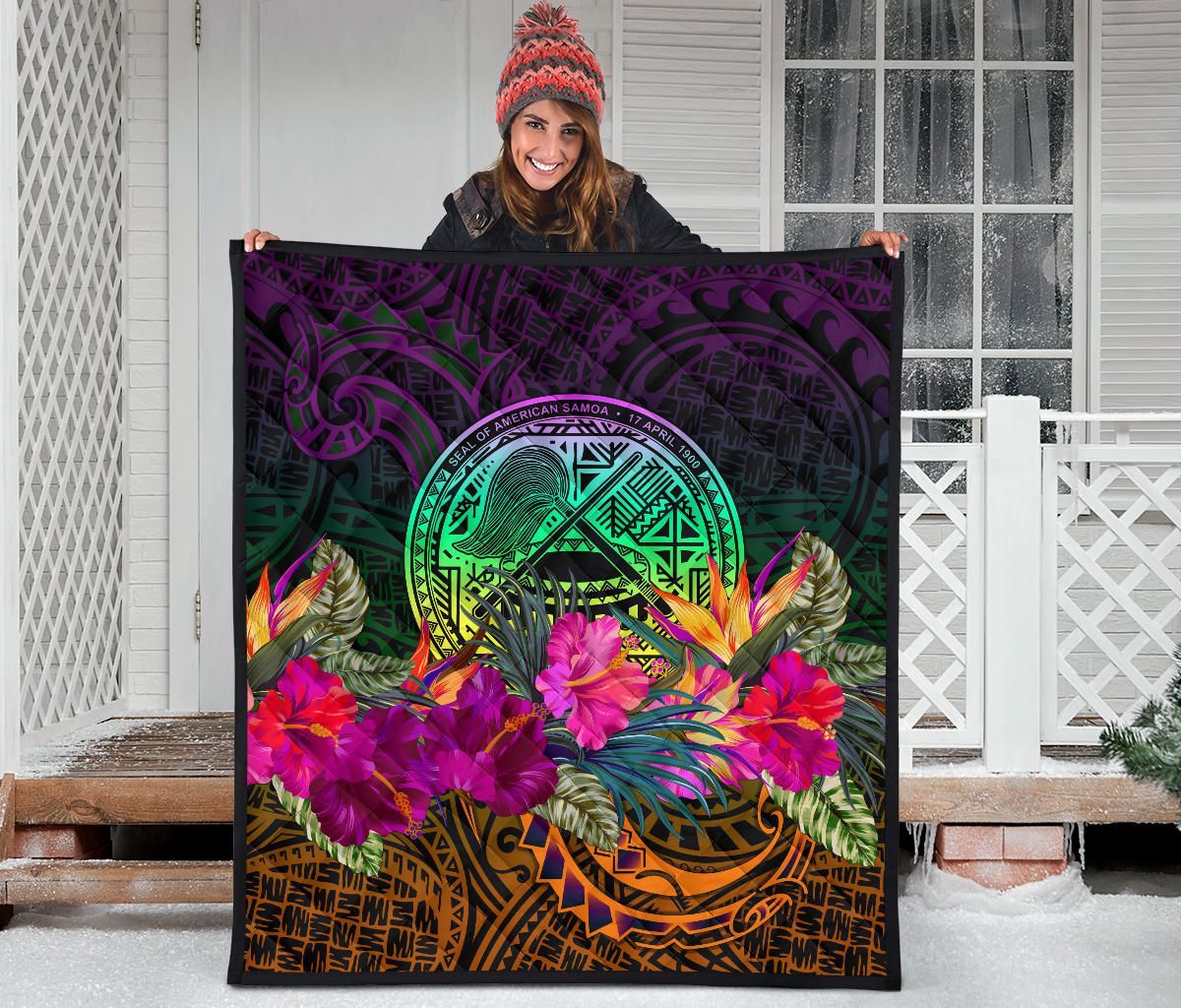 American Samoa Premium Quilt - Summer Hibiscus