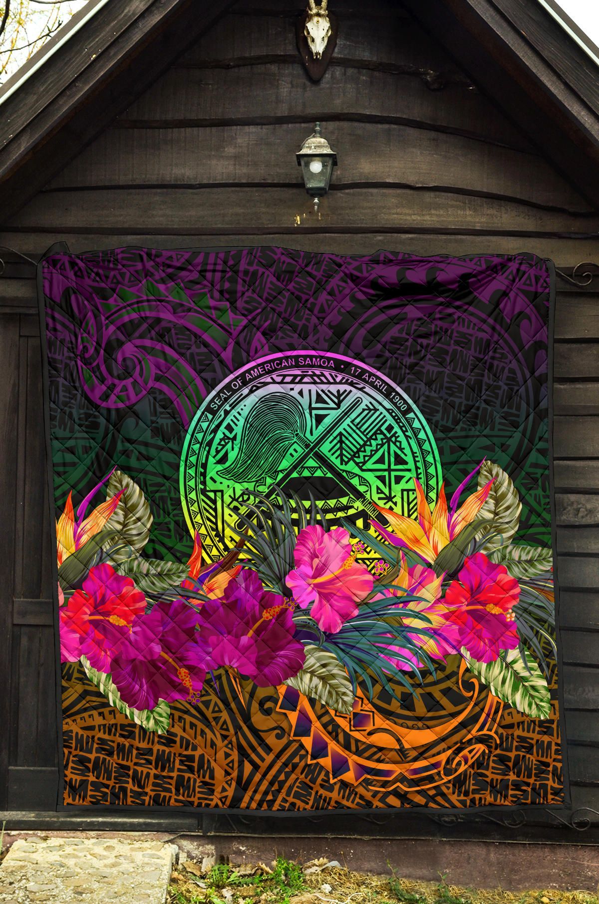 American Samoa Premium Quilt - Summer Hibiscus